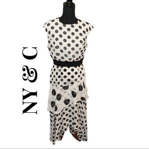 New York & Co White w/ Black Polka Dots Maxi Dress